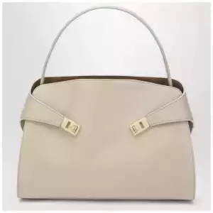 Ferragamo Ivory and ochre leather Hug Soft L handbag