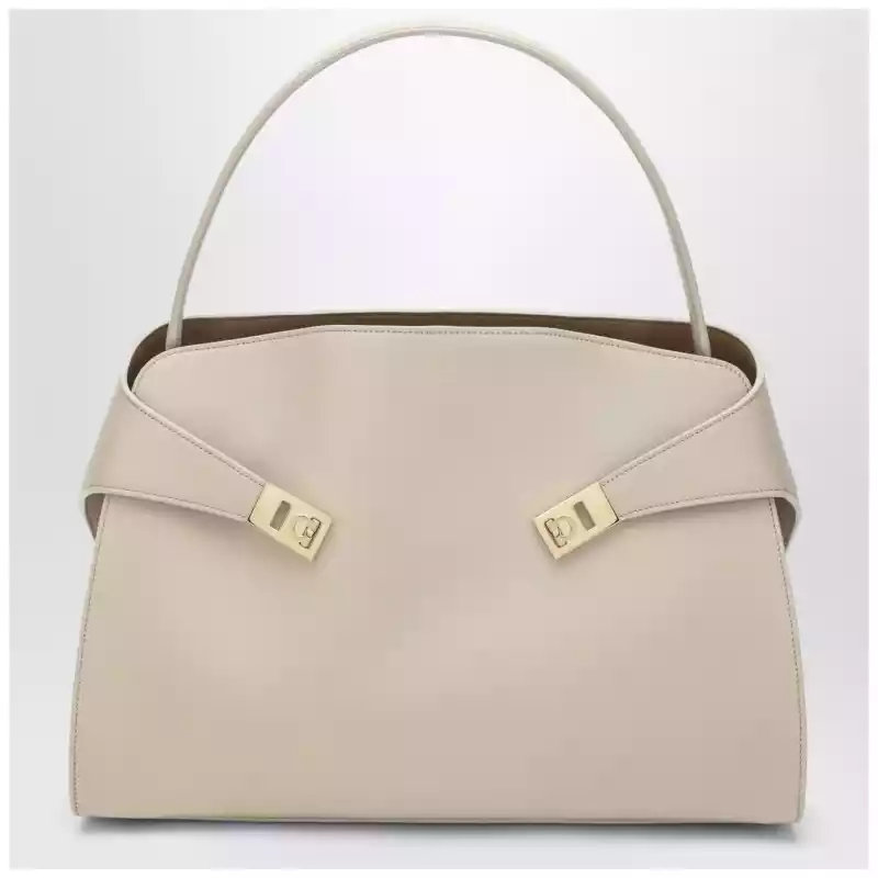 Ferragamo Ivory and ochre leather Hug Soft L handbag