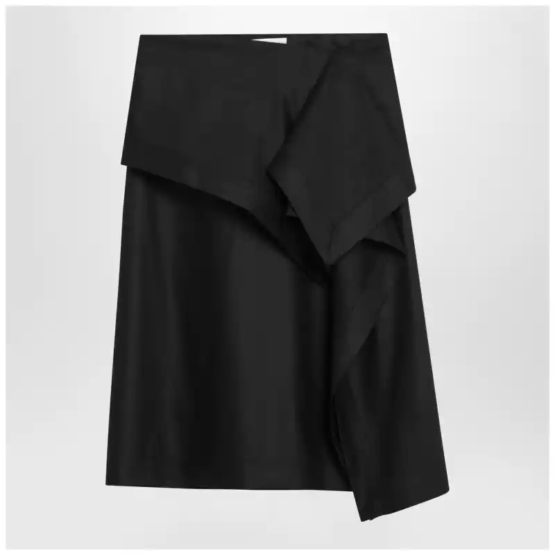 Ferragamo Asymmetric black skirt with basque