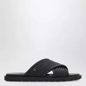 Ferragamo Black Gancini ornament sandal