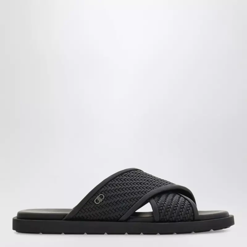 Ferragamo Black Gancini ornament sandal
