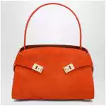 Ferragamo Orange Hug Soft M top-handle bag with crocodile effect