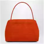 Ferragamo Orange Hug Soft M top-handle bag with crocodile effect