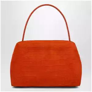 Ferragamo Orange Hug Soft M top-handle bag with crocodile effect