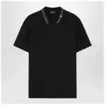 Versace Black polo shirt with Medusa embroidery
