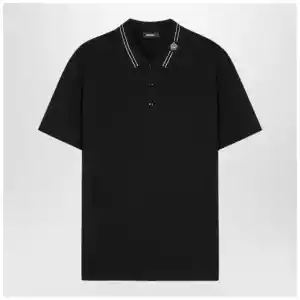 Versace Black polo shirt with Medusa embroidery