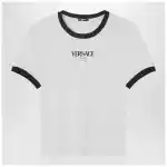 Versace White/black stretch viscose jersey T-shirt