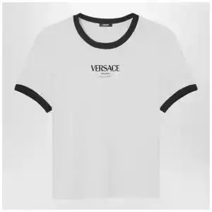 Versace White/black stretch viscose jersey T-shirt
