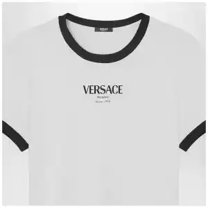 Versace White/black stretch viscose jersey T-shirt