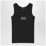 Versace Black stretch ribbed cotton tank top
