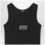 Versace Black stretch ribbed cotton tank top