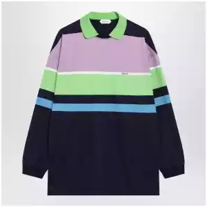 Versace Color-block striped long-sleeve cotton mini dress
