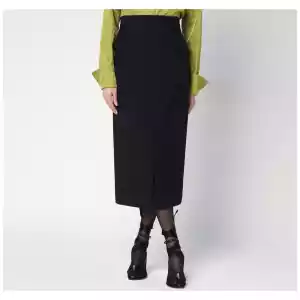 Dries Van Noten Black wool and mohair midi skirt