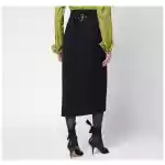 Dries Van Noten Black wool and mohair midi skirt
