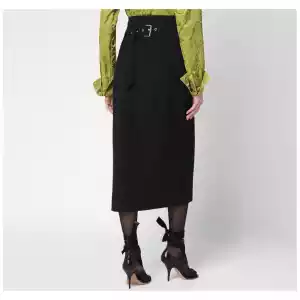 Dries Van Noten Black wool and mohair midi skirt