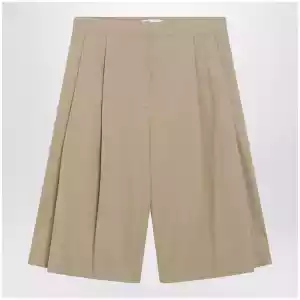 The Row Sand-colored cotton and cashmere Bermuda shorts