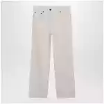The Row Fargo jeans in lightly distressed cotton denim, ecru