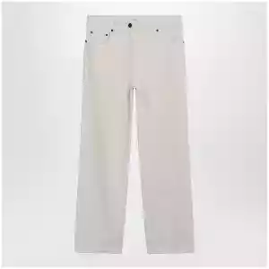 The Row Fargo jeans in lightly distressed cotton denim, ecru