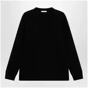 The Row Black cotton crew-neck sweater