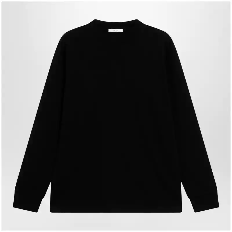 The Row Black cotton crew-neck sweater