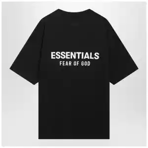 Fear of God Essentials Black washed T-shirt with logo print
