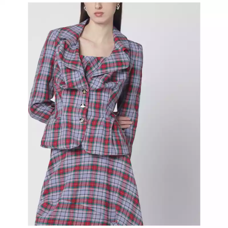 1401007GW01C6_S_VIVWE-O102.a Vivienne Westwood Drunken jacket with tartan pattern