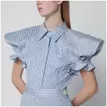 Vivienne Westwood White/light blue striped shirt with wide shoulders