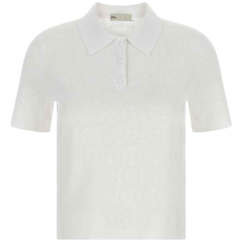 Tory Burch Pointelle Viscose Polo Shirt