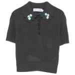 Self-Portrait Wool embroidered polo shirt