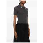 Self-Portrait Wool embroidered polo shirt