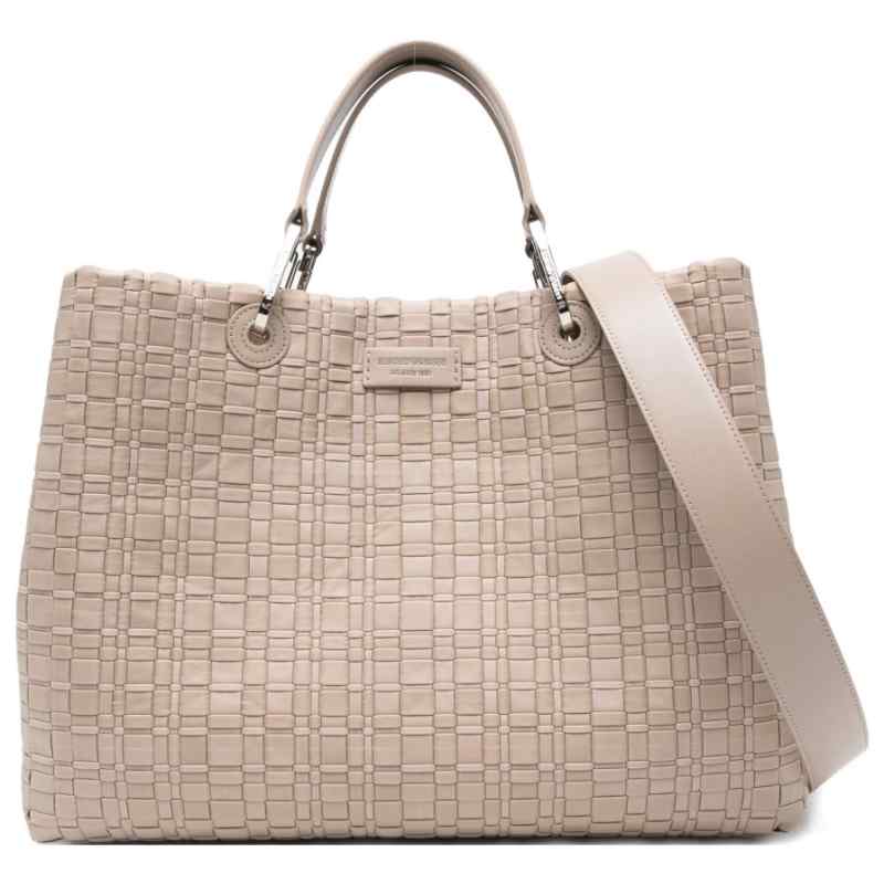 190173578-ss26-earmanimain-ew000360af23436u6076 Emporio Armani Myea Medium Shopper Bag In Woven Nylon