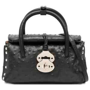 Zanellato Dotta® Baby Cactus Black Crater Leather Bag