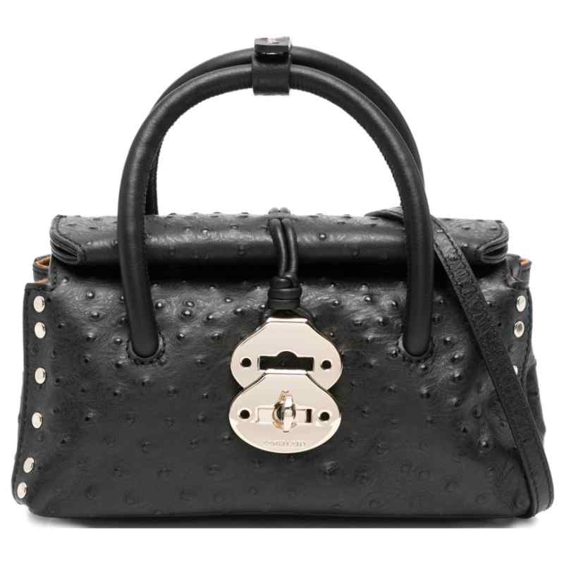 Zanellato Dotta® Baby Cactus Black Crater Leather Bag