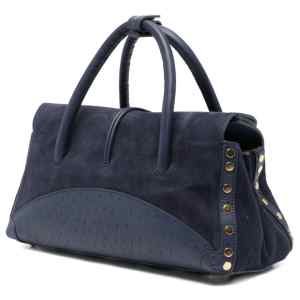 Zanellato Dotta® Baby Bag In Zashmere® Leather & Cactus Sideral Blue
