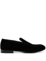 Giorgio Armani Embroidered logo velvet loafers