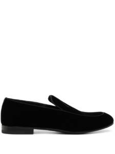 Giorgio Armani Embroidered logo velvet loafers