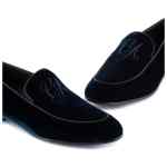 Giorgio Armani Embroidered logo velvet loafers