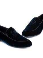 Giorgio Armani Embroidered logo velvet loafers