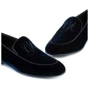 Giorgio Armani Embroidered logo velvet loafers