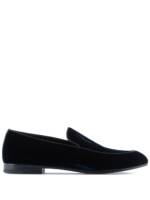 Giorgio Armani Embroidered logo velvet loafers