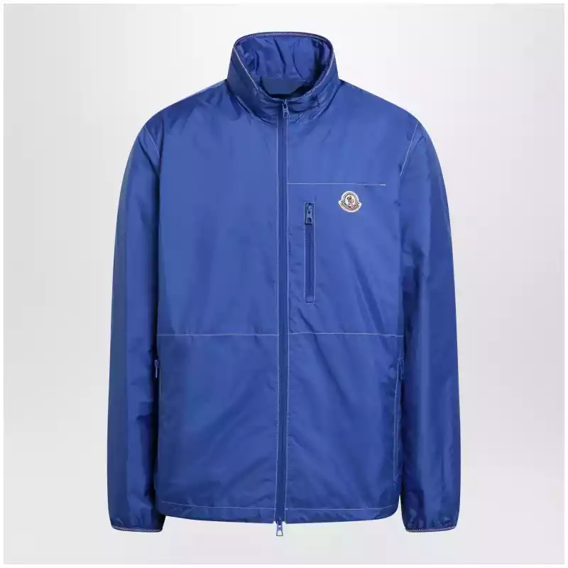 Moncler Arrakis rainwear jacket in bright blue with removable hood