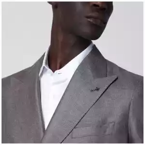 Tagliatore Grey silk and wool double-breasted jacket