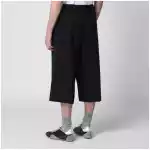 Dries Van Noten Black cropped wide trousers in wool blend