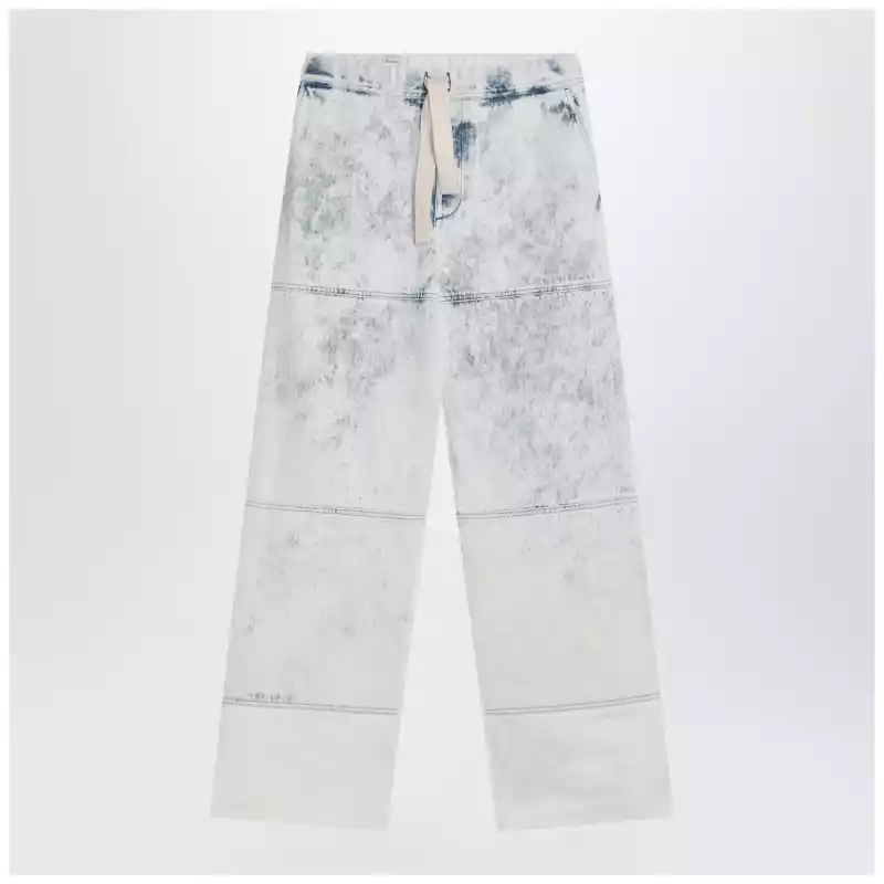 Dries Van Noten Light blue jeans with drawstring