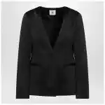 the garment Black single breasted cotton blend jacket