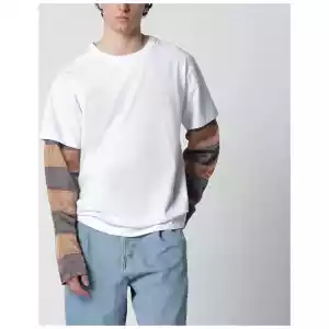 Dries Van Noten White T-shirt with striped sleeves