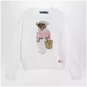 Polo Ralph Lauren White cotton Polo Bear sweater