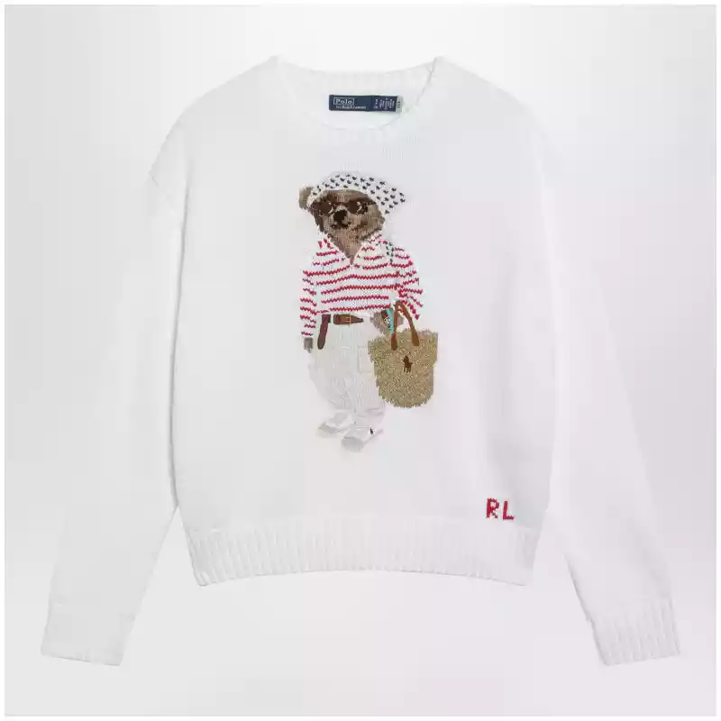 Polo Ralph Lauren White cotton Polo Bear sweater
