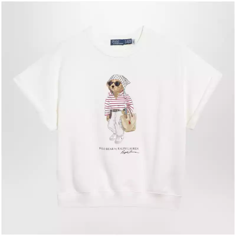 Polo Ralph Lauren Ivory Polo Bear short-sleeve cotton sweatshirt
