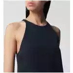 Courreges Courrèges Sleeveless A-line twill mini dress with belt in navy
